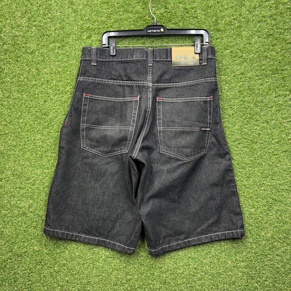Vintage Southpole Shorts Mens 34 Black Denim Baggy Loose Jorts Skater Jeans Y2K